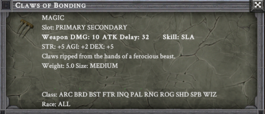 CLAWS OF BONDING item card